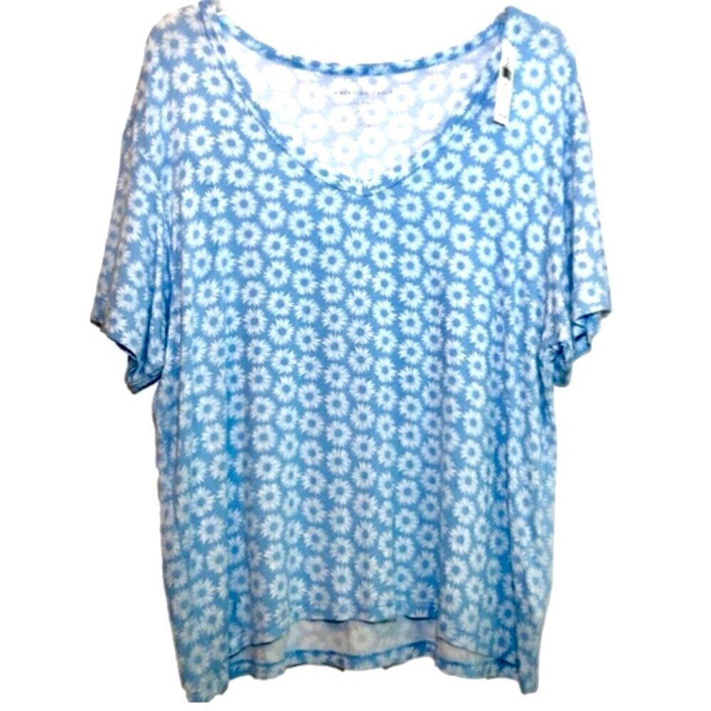American Eagle Soft and Sexy Floral Top in Blue/White Women’s Medium